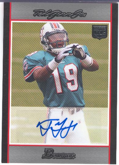 2007 Bowman Football- "Autographs"- #BAV-TG Ted Ginn, Dolphins- #53/199
