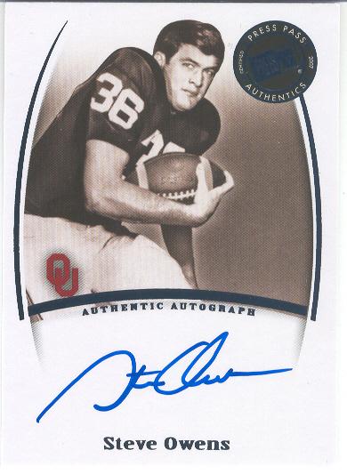 2007 Press Pass Legends Football- "Autographs"- Steve Owens, U. of Oklahoma
