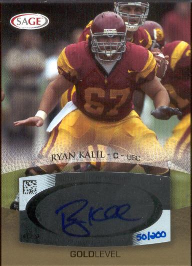 2007 Sage Football- "Autographs Gold"- #A29 Ryan Kalil, USC- #50/200