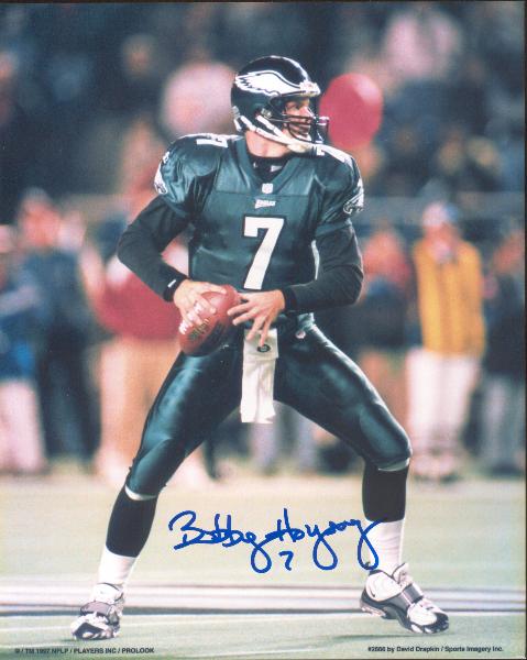 Bobby Hoying- 2 Diff. Autographed Philadelphia Eagles 8x10" Photos