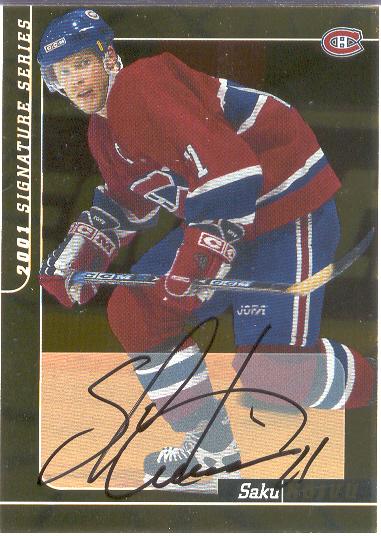 2000-01 BAP Signature Series Hockey- "Autographs Gold"- #163 Saku Koivu, Canadiens