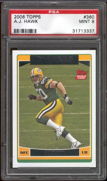 2006 Topps #360 A. J. Hawk Rookie Card- PSA 9 Mint