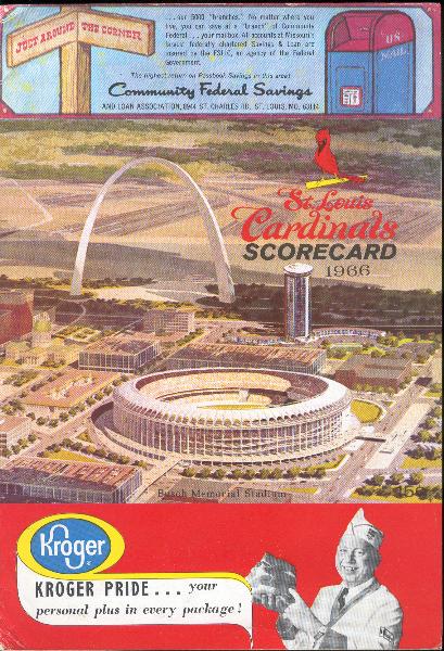 1966 St. Louis Cardinals Scorecard- Vs. Houston