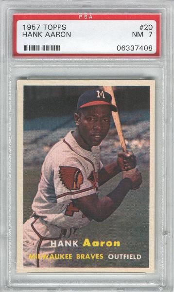 1957 Topps Baseball- #20 Hank Aaron- PSA NM 7 