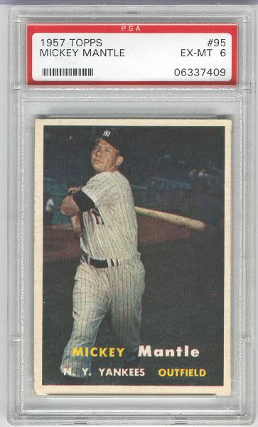 1957 Topps Baseball- #95 Mickey Mantle- PSA Ex-Mt 6 