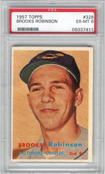1957 Topps Baseball- #328 Brooks Robinson- PSA Ex-Mt 6 
