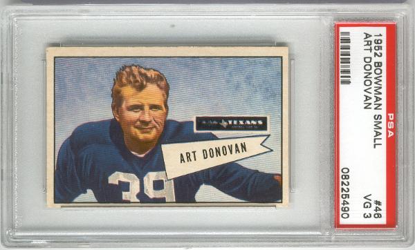 1952 Bowman Football Small- #46 Art Donovan, Dallas Texans- PSA VG 3 