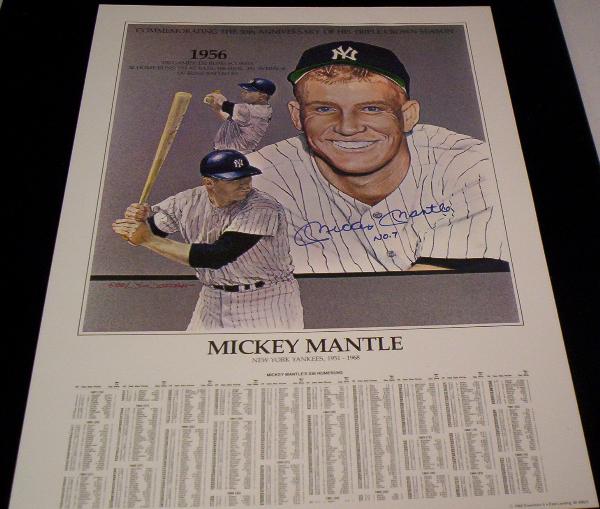 1986 Jim Jordan Commemorative Poster of Mickey Mantle’s 1956 Triple Crown Campaign- Autographed by Mickey Mantle!