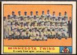 1961 Topps Bb Hi# -#542 Twins Team