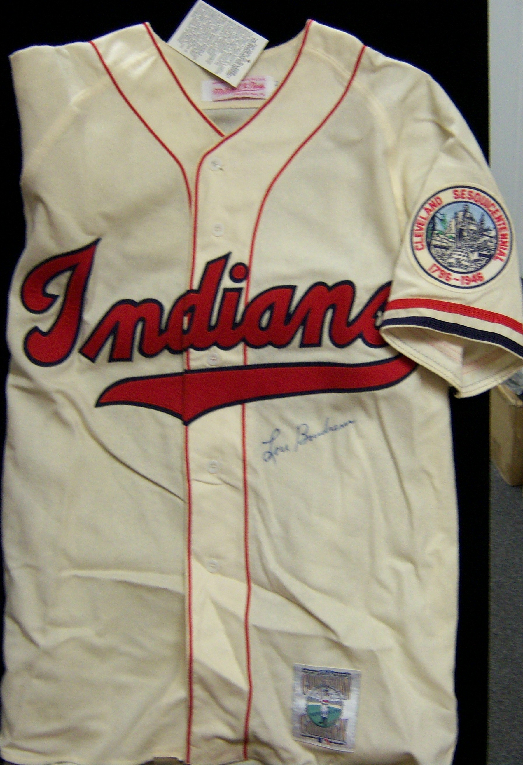 Lot Detail - Cleveland Indians Mitchell and Ness Baseball Replica Jersey  Autographed by Lou Boudreau