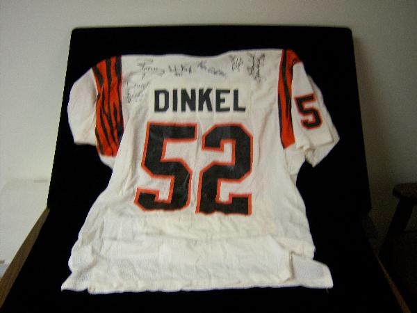 1978-85 Cincinnati Bengals Game Used Jersey- #52 Tom Dinkel- Autographed by 11 Former Bengals