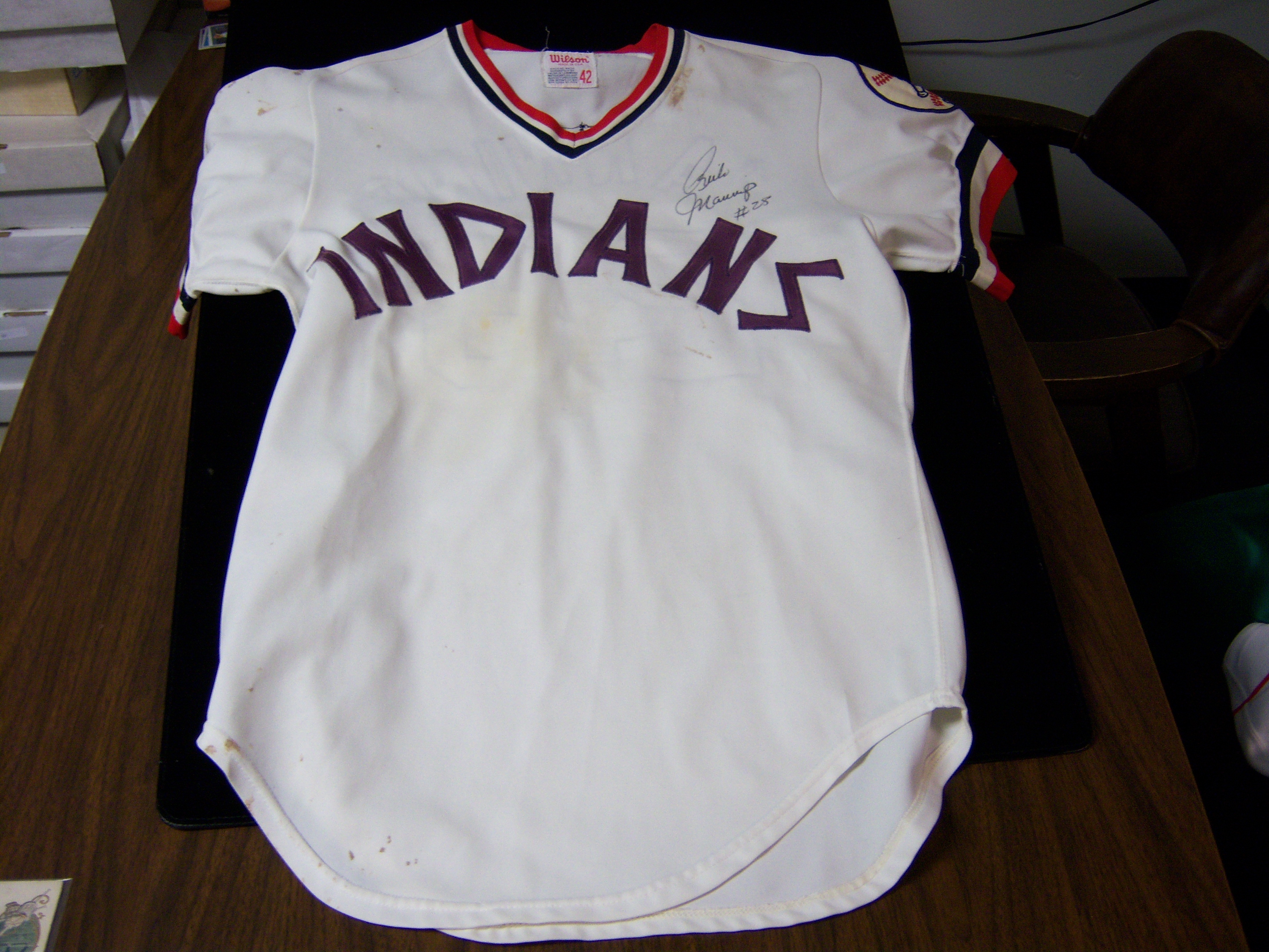 Lot Detail - 1975-77 Cleveland Indians Game Used Bsbl. Jersey- Rick  Manning- Signed by Manning