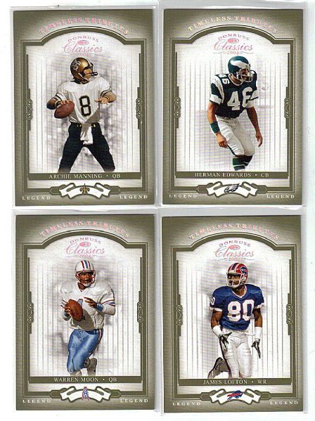 2004 Donruss Classics Ftbl. “Timeless Tributes Green”- 4 Diff. Legends