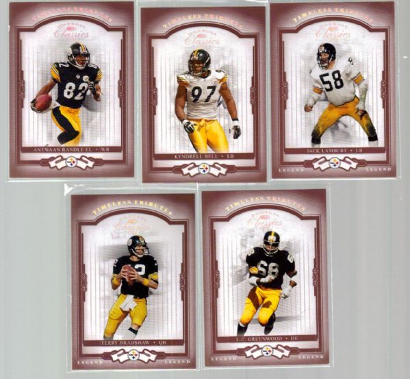 2004 Donruss Classics Ftbl. “Timeless Tributes Red”- 5 Diff. Pittsburgh Steelers