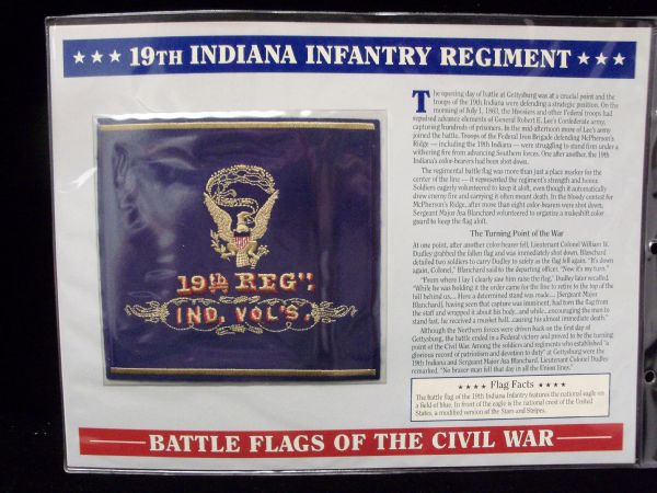 Willabee & Ward “Battle Flags of the Civil War”- #28 19th Indiana Infantry Regiment Patch
