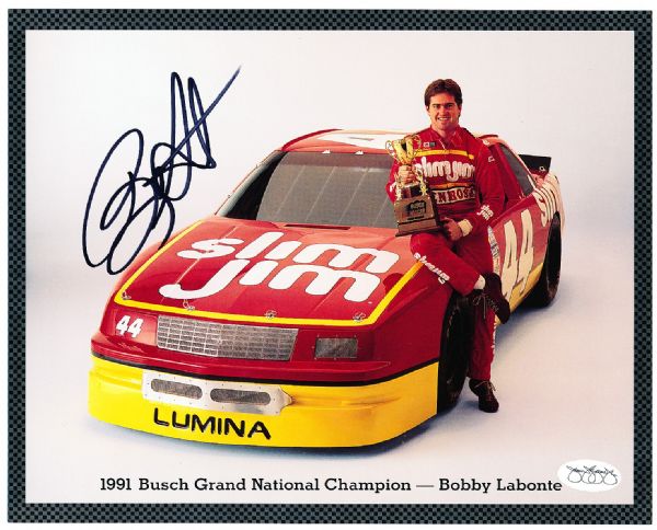1992 Bobby Labonte Busch Racing Slim Jim #44 Chevy Lumina 8 x 10 Color Handout- Autographed- JSA Authenticated