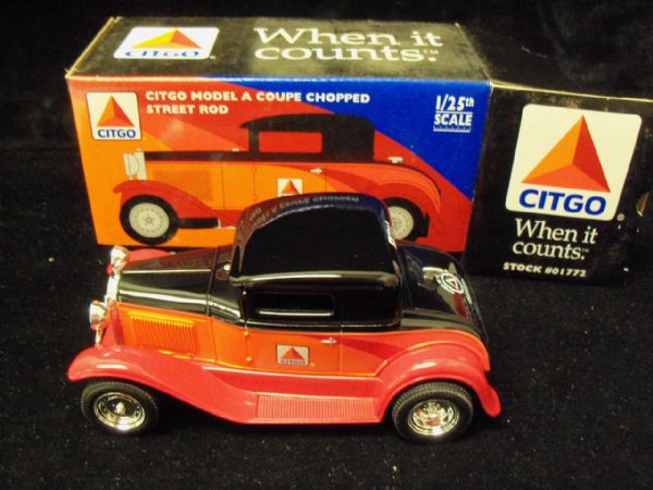 Citgo Model A Ford Coupe Chopped Street Rod Die-Cast 1/25th Scale Metal Bank