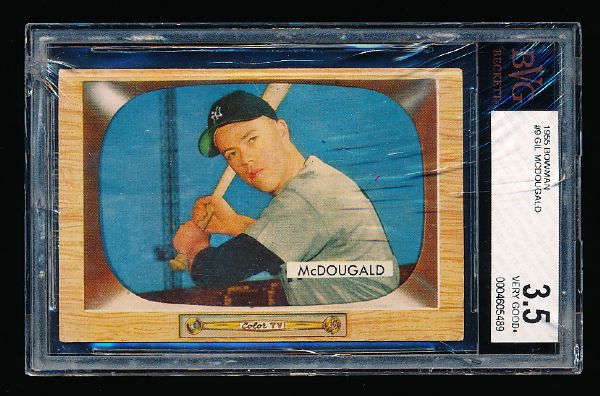 1955 Bowman Bsbl. #9 Gil McDougald, Yankees- Beckett Vintage Graded VG+ 3.5