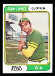 1974 Topps Bsbl. #654 Jesus Alou, Athletics- 6 Cards