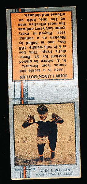 1933 Diamond Matchbooks Ftbl. Silver- John Boylan, Manhattan College