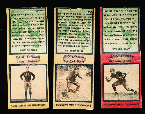 1934 Diamond Matchbooks Ftbl.- 3 Diff. Covers