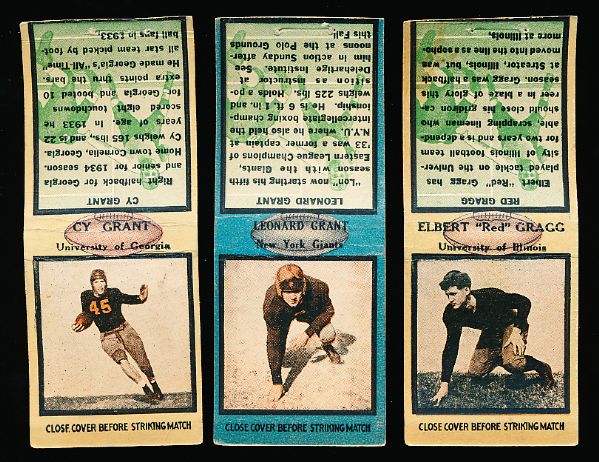 1934 Diamond Matchbooks Ftbl.- 3 Diff. Covers