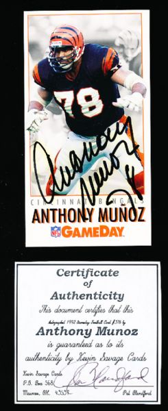 1992 Gameday Ftbl. #376 Anthony Munoz, Bengals- Autographed