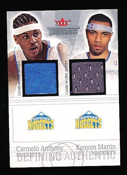 2004-05 Fleer Throwbacks “Dual Game-Worn Jersey” #CA/KM Carmelo Anthony/ Kenyon Martin, Nuggets- #82/99
