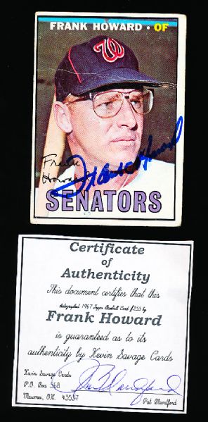 1967 Topps Bsbl. #255 Frank Howard, Senators- Autographed