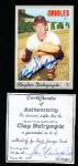 1970 Topps Bsbl. #319 Clay Dalrymple, Orioles- Autographed