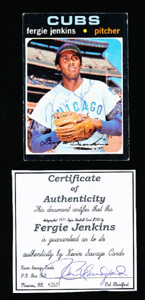 1971 Topps Bsbl. #280 Fergie Jenkins, Cubs- Autographed