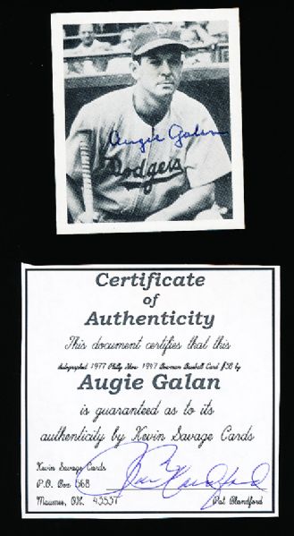1977 Philly Show 1947 Bowman Bsbl. Series #58 Augie Galan, Dodgers- Autographed