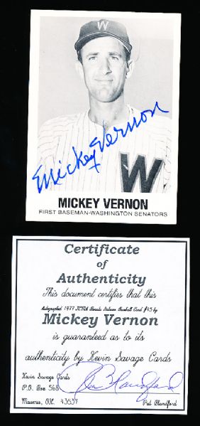 1977 TCMA Renata Galasso Bsbl. #45 Mickey Vernon, Senators- Autographed