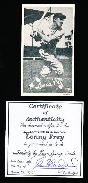 1970’s TCMA Wide Pen Premium Reprint- Lonnie Frey- Autographed
