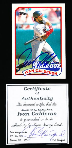 1989 Topps Bsbl. #656 Ivan Calderon, White Sox- Autographed