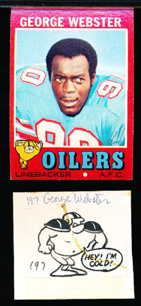 1971 Topps Ftbl. Original Card Cartoon Art- #197 George Webster