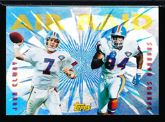 1995 Topps Ftbl.- “Air Raid” Insert- #AR6 John Elway/ Shannon Sharpe, Broncos