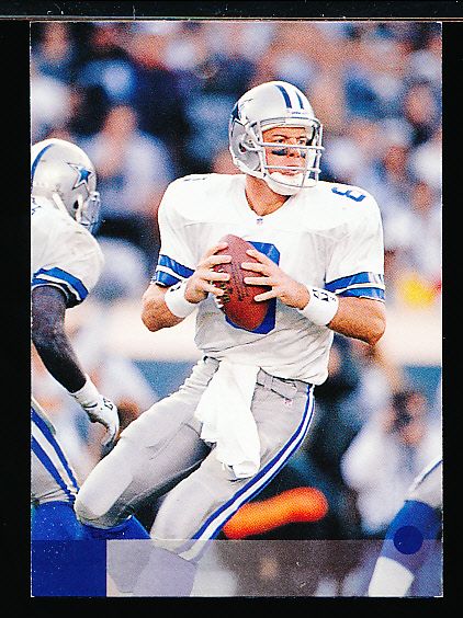 1996 Leaf Football -Error Card- #1 Troy Aikman, Cowboys- No Name/Logo on Front! 