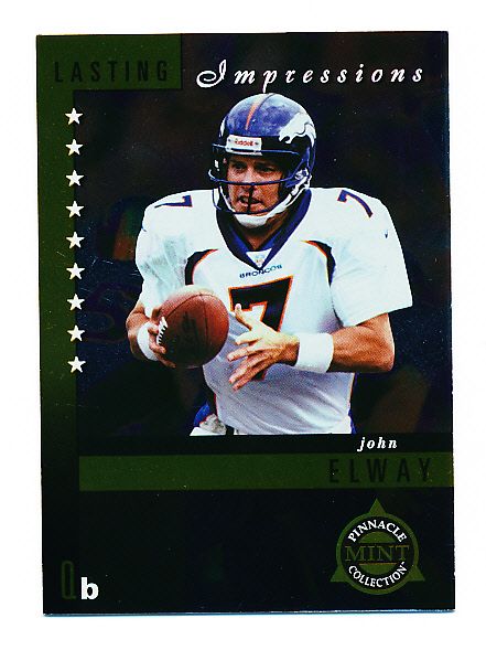 1998 Pinnacle Mint Ftbl.- “Lasting Impressions”- #2 John Elway, Broncos