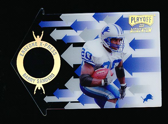 1998 Playoff Momentum Ftbl.- “Endzone X-Press” Die-Cut Insert- #9 Barry Sanders, Lions