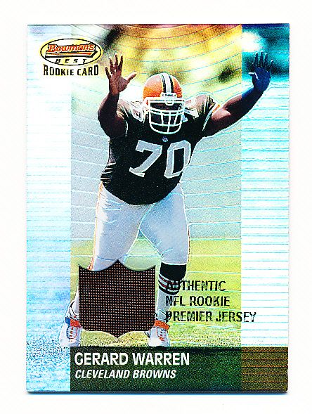 2001 Bowman’s Best Ftbl.- #101 Gerard Warren JSY RC, Browns- #599/999