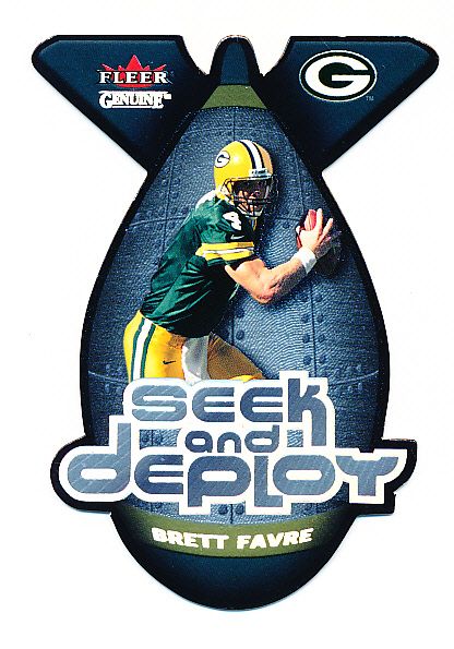 2001 Fleer Genuine Ftbl.- “Seek and Deploy” Die-Cut Insert- #7 Brett Favre, Packers