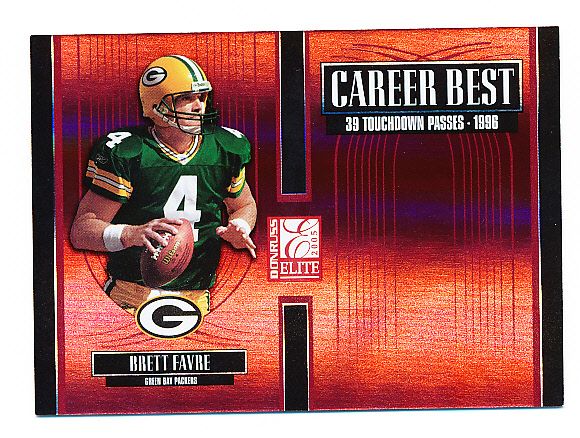 2005 Donruss Elite Ftbl.- “Career Best Red” Insert- #CB4 Brett Favre, Packers- #407/1000
