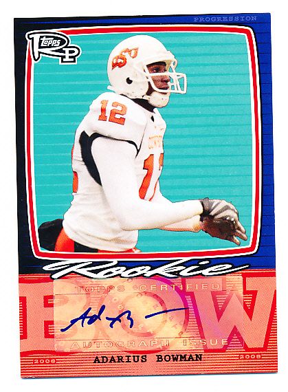 2008 Topps Rookie Progression Ftbl.- “Signatures”- #PSS-AB Adarius Bowman, Oklahoma State