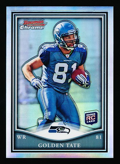 2010 Bowman Chrome Ftbl.- “Rookie Refractor”- #BCR4 Golden Tate, Seahawks- #32/99
