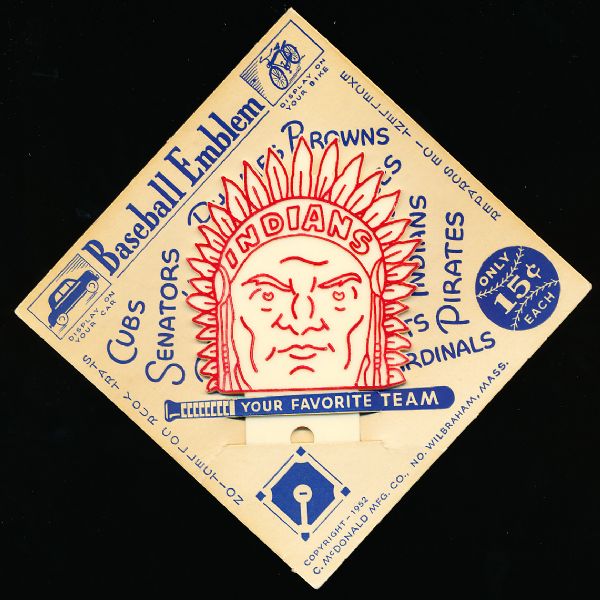 1952 Cleveland Indians Plastic “Baseball Emblem/ Ice Scraper” on Original Retail Card