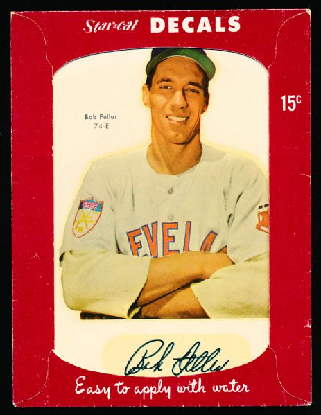 1952 Star-Cal Decals Type 1 Bsbl. #74E Bob Feller, Indians