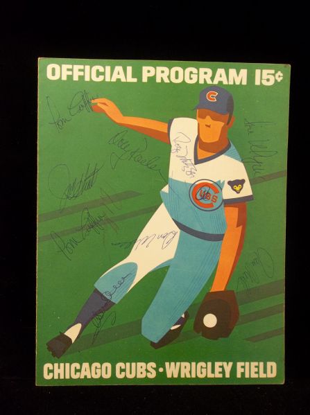 1972 Houston Astros @ Chicago Cubs Program- Autographed by 10 Diff. Astros, inc. Don Wilson(d. 1975)