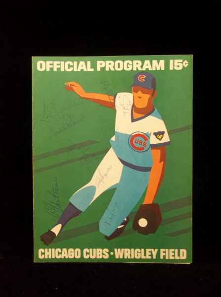 1972 St. Louis Cardinals @ Chicago Cubs Program- Autographed by 8 Diff. Cardinals, inc. Ken Boyer(d. 1982)