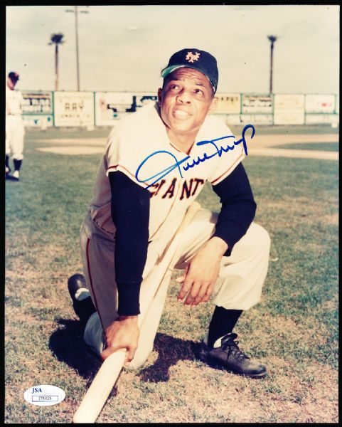 Willie Mays Autographed Color 8” x 10” New York Giants Bsbl. Photo- JSA Authenticated